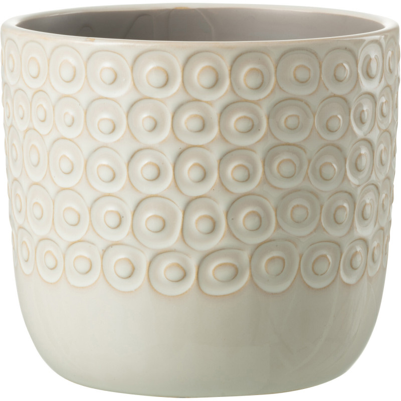 Cache-pot en Céramique Blanc Eyera Diamètre 17 cm Motif boules - 1