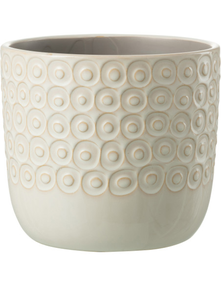 Cache-pot en Céramique Blanc Eyera Diamètre 17 cm Motif boules - 1