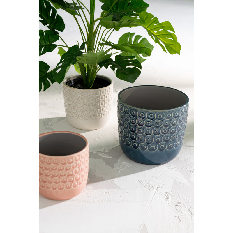 Cache-pot en Céramique Blanc Eyera Diamètre 17 cm Motif boules - 2