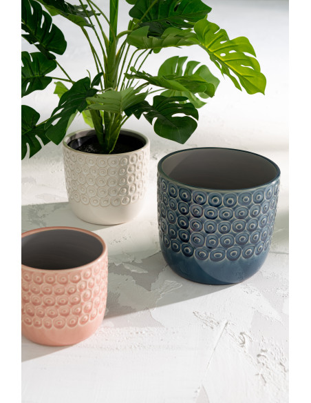 Cache-pot en Céramique Blanc Eyera Diamètre 17 cm Motif boules - 2