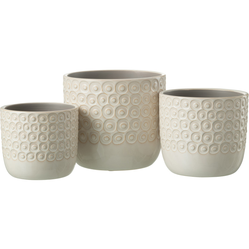 Cache-pot en Céramique Blanc Eyera Diamètre 17 cm Motif boules - 3