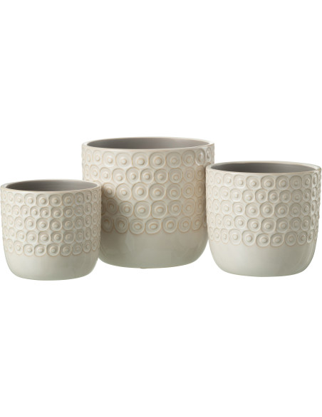 Cache-pot en Céramique Blanc Eyera Diamètre 17 cm Motif boules - 3