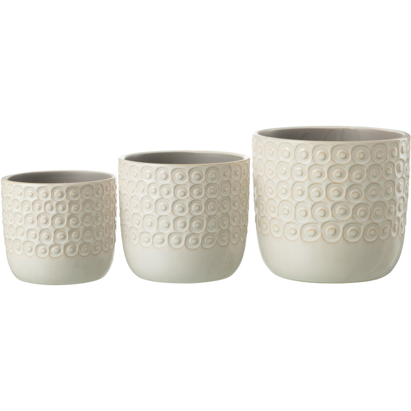 Cache-pot en Céramique Blanc Eyera Diamètre 17 cm Motif boules - 4
