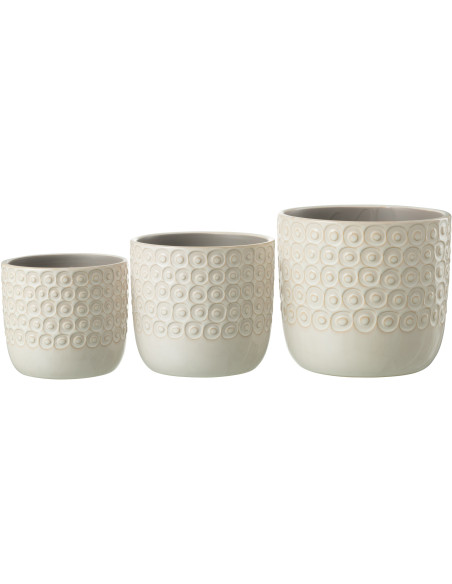 Cache-pot en Céramique Blanc Eyera Diamètre 17 cm Motif boules - 4