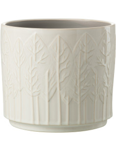Cache-pot en Céramique Blanc Jinsta Diamètre 17 cm Motif feuilles - 1