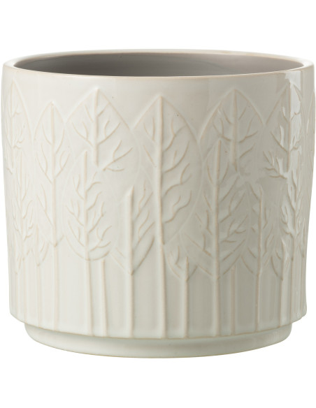Cache-pot en Céramique Blanc Jinsta Diamètre 17 cm Motif feuilles - 1