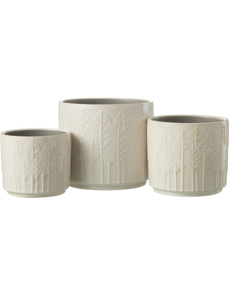 Cache-pot en Céramique Blanc Jinsta Diamètre 17 cm Motif feuilles - 2