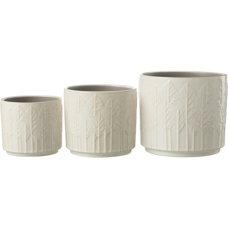 Cache-pot en Céramique Blanc Jinsta Diamètre 17 cm Motif feuilles - 3