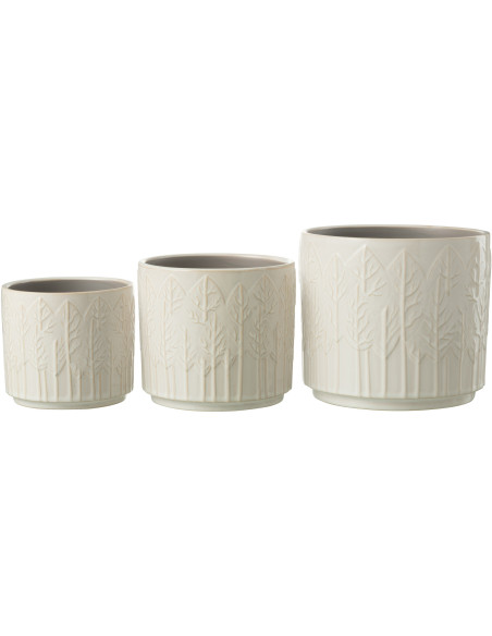 Cache-pot en Céramique Blanc Jinsta Diamètre 17 cm Motif feuilles - 3