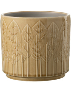 Cache-pot en Céramique Beige Jinsta Diamètre 17 cm Motif feuilles - 1