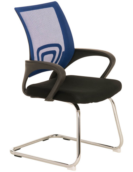 Chaise de bureau Avec accoudoirs Gladys en Polyester Bleu Noir Métal Chromé  - 1