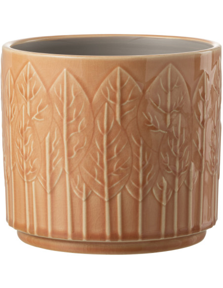 Cache-pot en Céramique Rouille Jinsta Diamètre 17 cm Motif feuilles - 1
