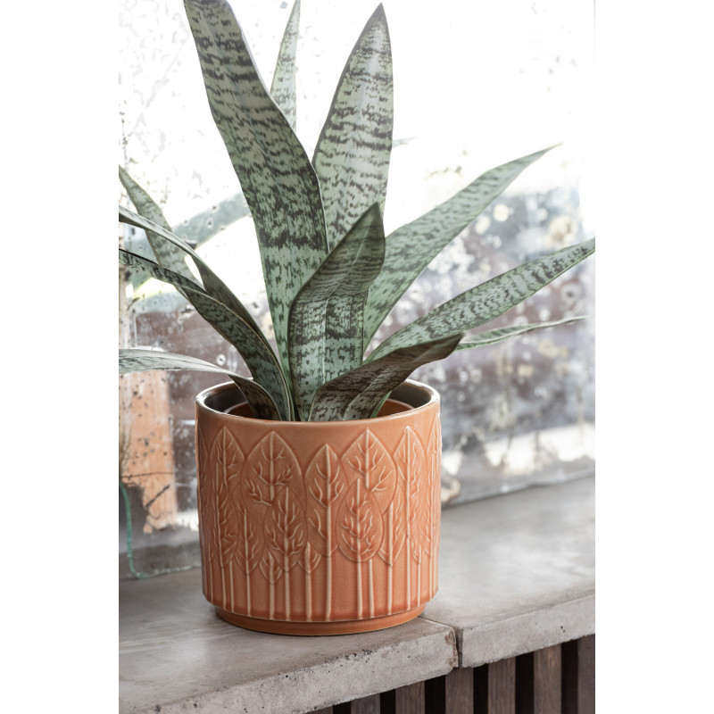 Cache-pot en Céramique Rouille Jinsta Diamètre 17 cm Motif feuilles - 2
