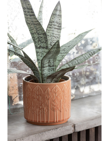 Cache-pot en Céramique Rouille Jinsta Diamètre 17 cm Motif feuilles - 2