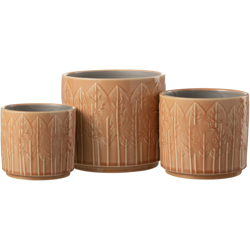 Cache-pot en Céramique Rouille Jinsta Diamètre 17 cm Motif feuilles - 3