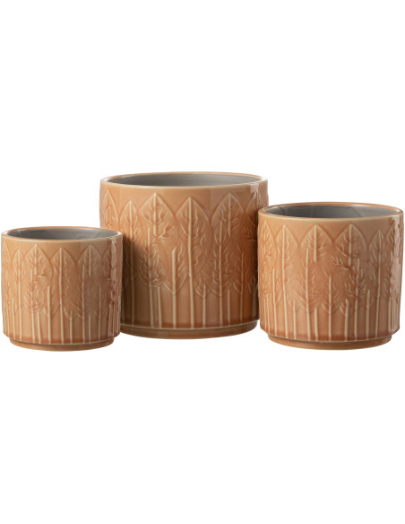 Cache-pot en Céramique Rouille Jinsta Diamètre 17 cm Motif feuilles - 3