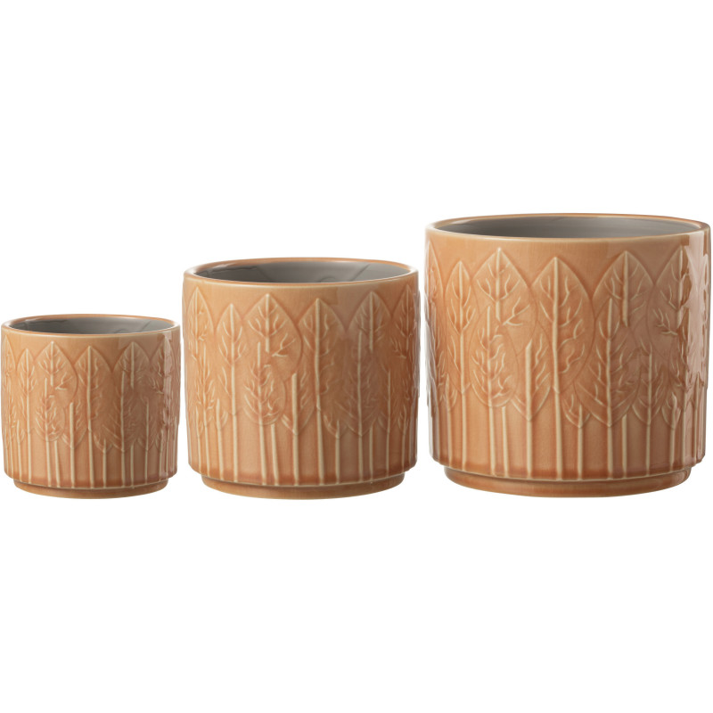 Cache-pot en Céramique Rouille Jinsta Diamètre 17 cm Motif feuilles - 4