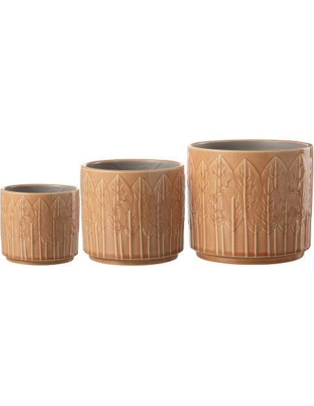 Cache-pot en Céramique Rouille Jinsta Diamètre 17 cm Motif feuilles - 4