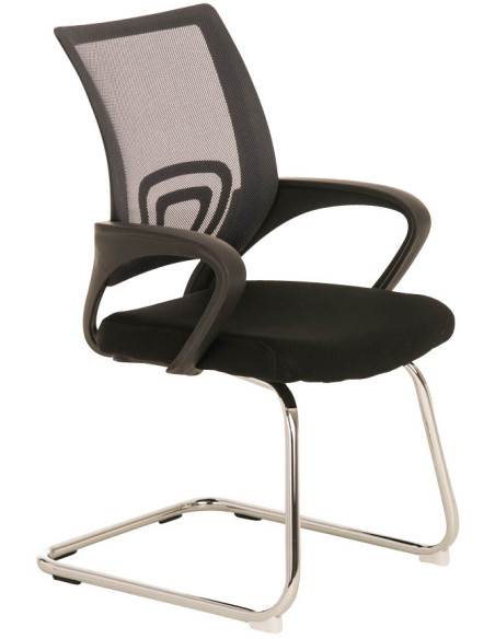 Chaise de bureau Avec accoudoirs Gladys en Polyester Gris Noir Métal Chromé  - 1