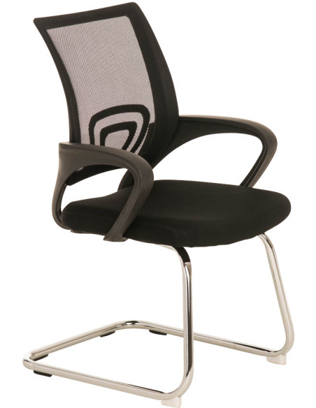 Chaise de bureau Avec accoudoirs Gladys en Polyester Noir Métal Chromé  - 1