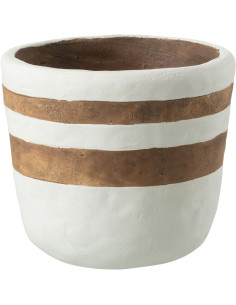 Cache-pot en Céramique Blanc Marron Kenia Diamètre 18 cm - 1