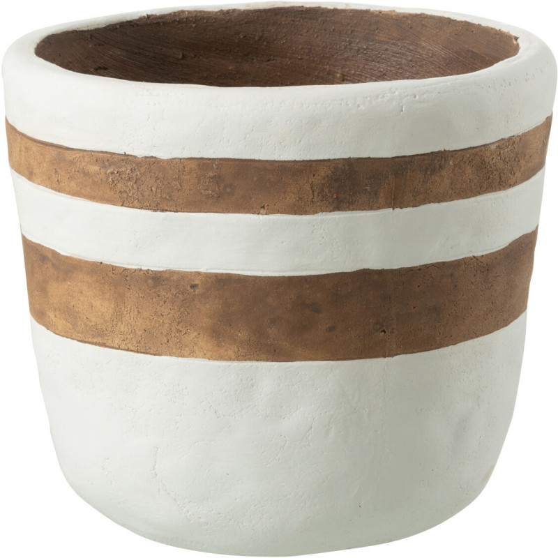 Cache-pot en Céramique Blanc Marron Kenia Diamètre 18 cm - 1