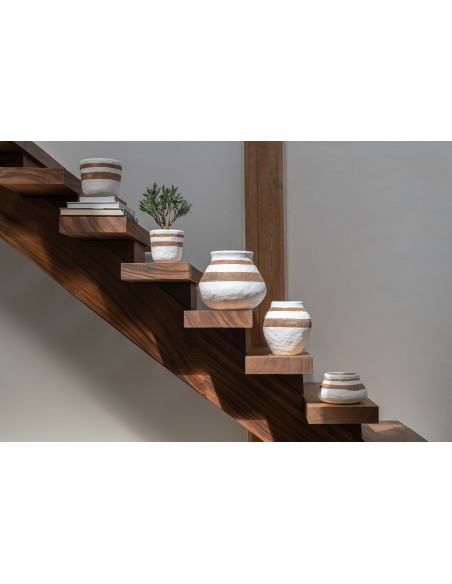 Cache-pot en Céramique Blanc Marron Kenia Diamètre 18 cm - 3