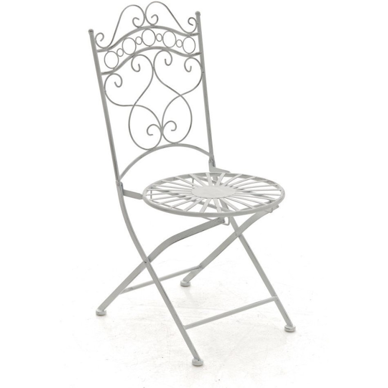 Chaise de jardin Pliante Victoria en Métal Blanc vieilli - 1
