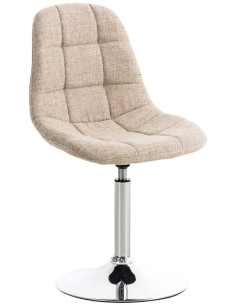 Chaise Pivotante Wanda en Polyester Beige Métal Chromé - 1