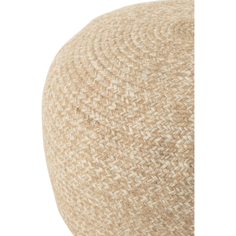 Pouf Rond Miami en Polyester Blanc Beige - 2