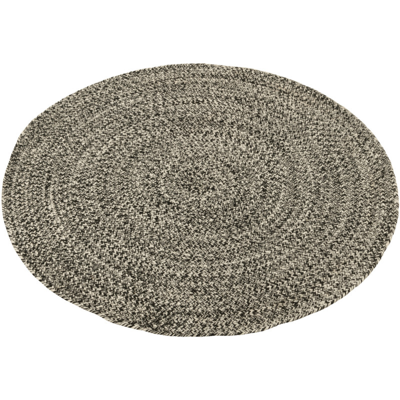 Tapis Rond Miami 120x120 en Polyester Noir Blanc - 1