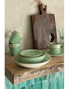 Assiette Ronde Creuse 25 cm Lara en Porcelaine Vert - 2