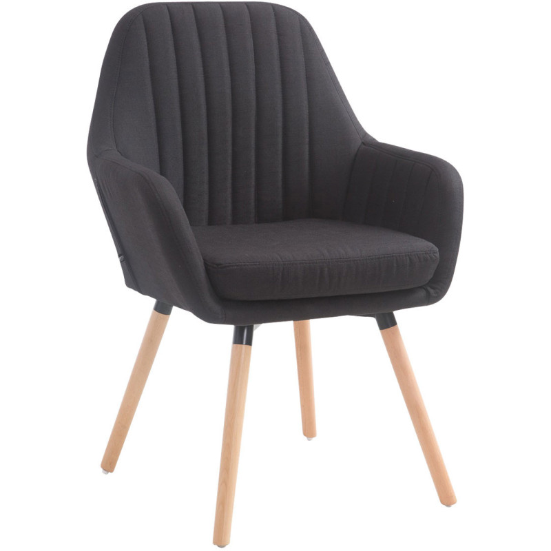 Fauteuil de table Felicia en Polyester Noir Bois Naturel - 1