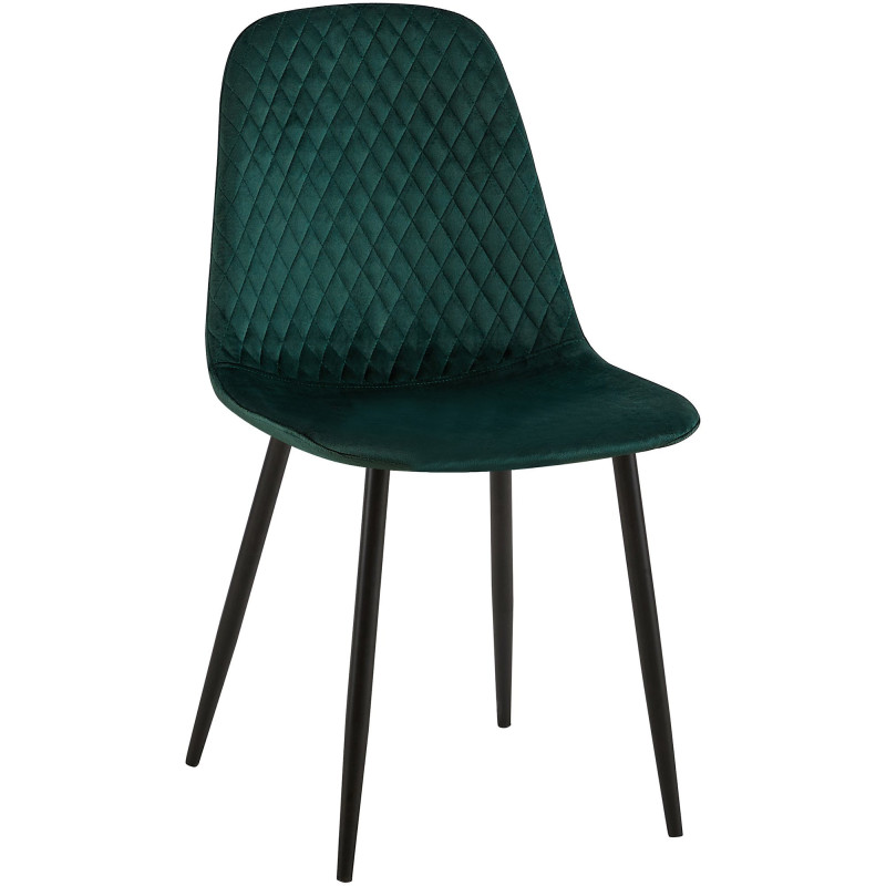 Chaise moderne Dossier matelassé en Velours Vert Métal Noir Silvia - 1