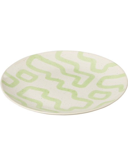 Assiette Ronde Plate Pistachio en Porcelaine Vert - 1