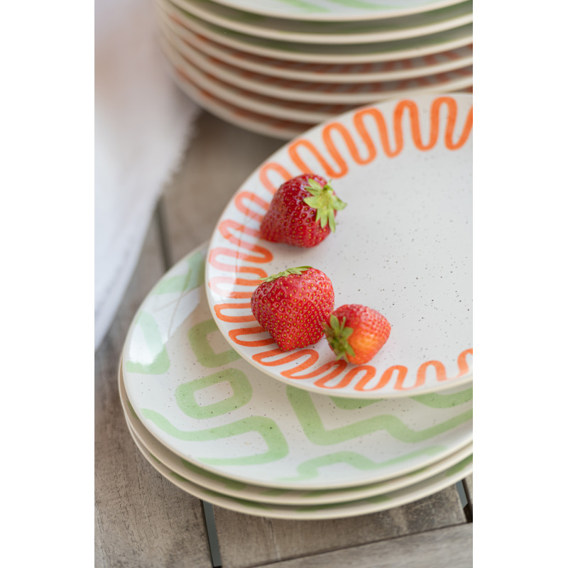 Assiette Ronde Plate Pistachio en Porcelaine Vert - 2