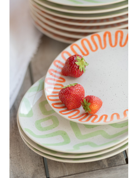 Assiette Ronde Plate Pistachio en Porcelaine Vert - 2