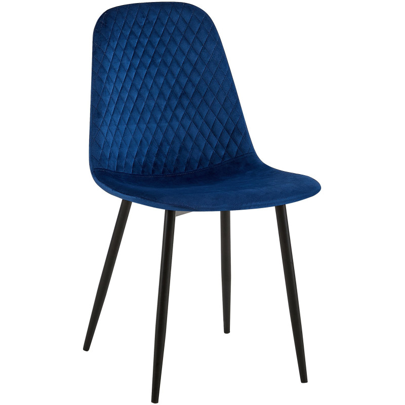 Chaise moderne Dossier matelassé en Velours Bleu Métal Noir Silvia - 1