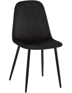 Chaise moderne Dossier matelassé en Velours Noir Métal Noir Silvia - 1
