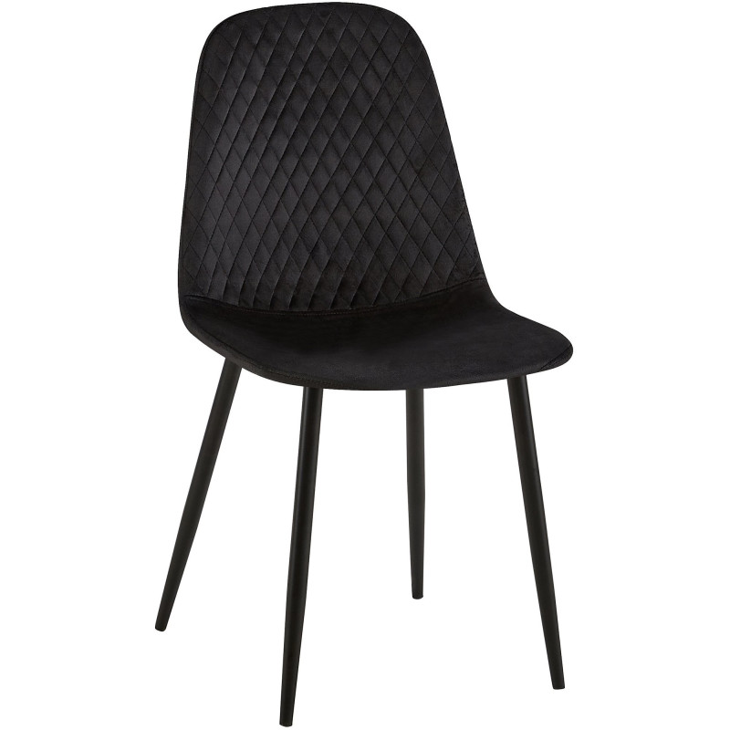 Chaise moderne Dossier matelassé en Velours Noir Métal Noir Silvia - 1