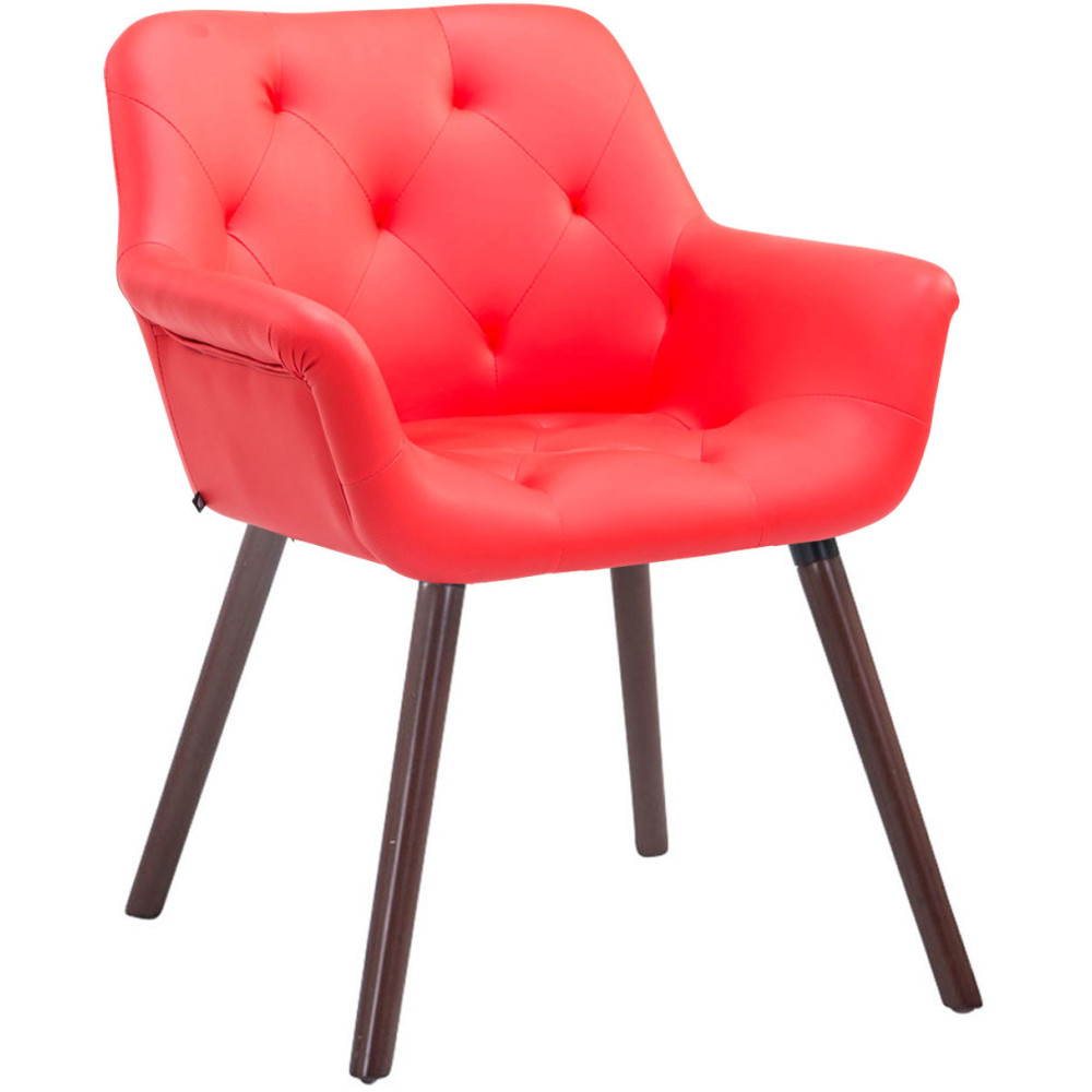 Fauteuil de table Francesca en Polyuréthane Rouge Bois Noyer - 1