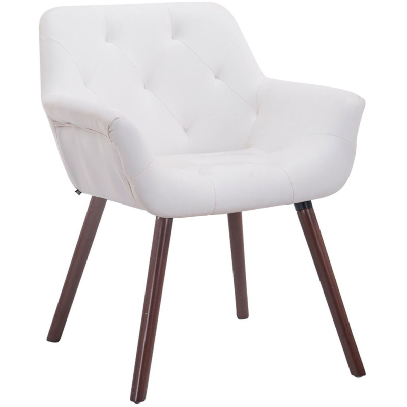 Fauteuil de table Francesca en Polyuréthane Blanc Bois Noyer  - 1