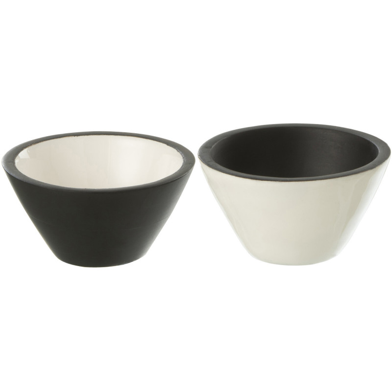Bol pour apéritif Vik en Bois de manguier Noir Blanc (Lot de 2) J-Line - 1