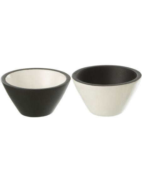 Bol pour apéritif Vik en Bois de manguier Noir Blanc (Lot de 2) J-Line - 1