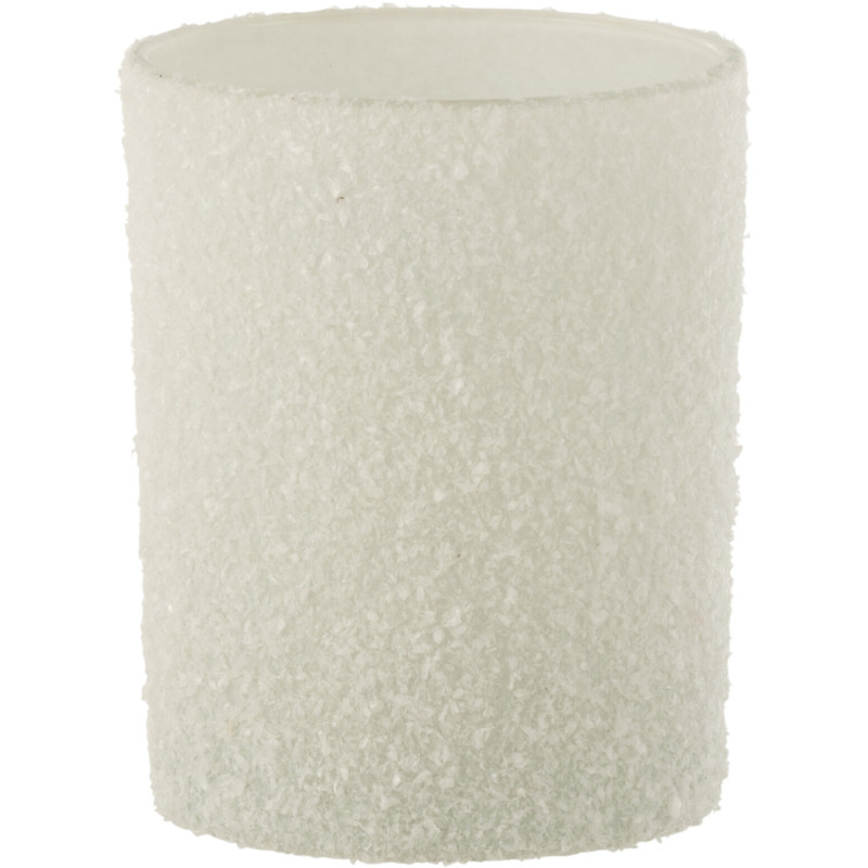 Photophore original Diamètre 10 cm en Verre Blanc Effet neige Leron - 1