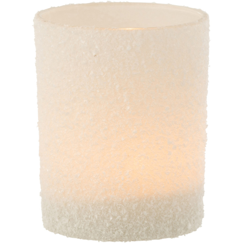 Photophore original Diamètre 10 cm en Verre Blanc Effet neige Leron - 2