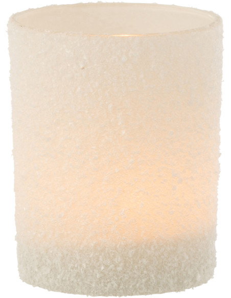 Photophore original Diamètre 10 cm en Verre Blanc Effet neige Leron - 2