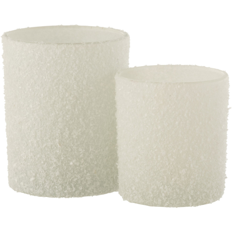 Photophore original Diamètre 10 cm en Verre Blanc Effet neige Leron - 4