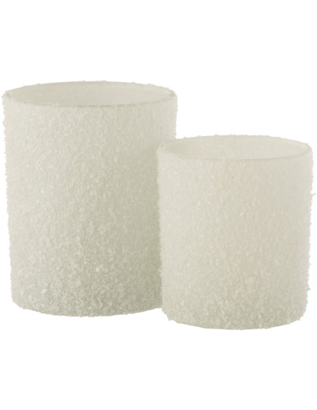 Photophore original Diamètre 10 cm en Verre Blanc Effet neige Leron - 4