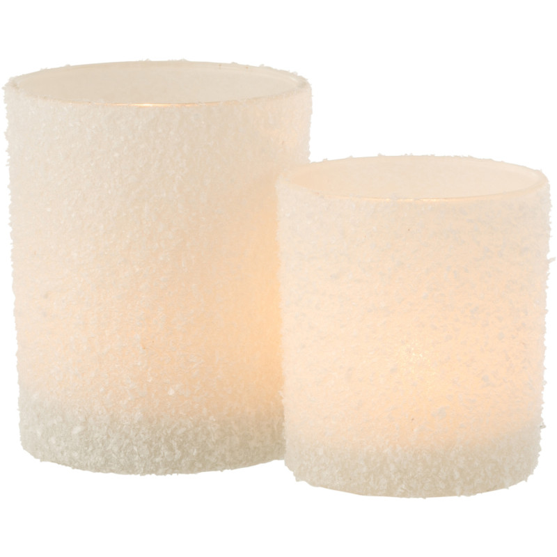 Photophore original Diamètre 10 cm en Verre Blanc Effet neige Leron - 5